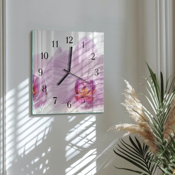 Skleněné hodiny na stěnu Orchidej zskc-30x30-00178876