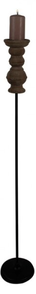 Dřevěný černý svícen na vysoké noze – 102 cm