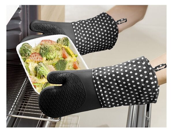 Sada 2 černých silikonových chňapek Wenko Oven