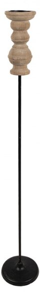 Dřevěný černý svícen na vysoké noze – 102 cm