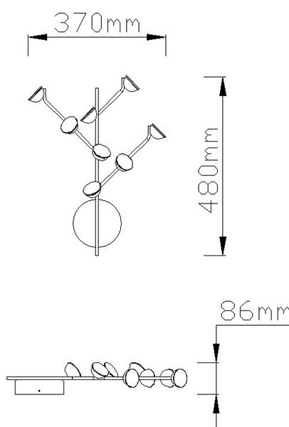 Mantra 6264 Adn, nástěnné svítidlo, 24W 3000K, bílá, výška 48cm