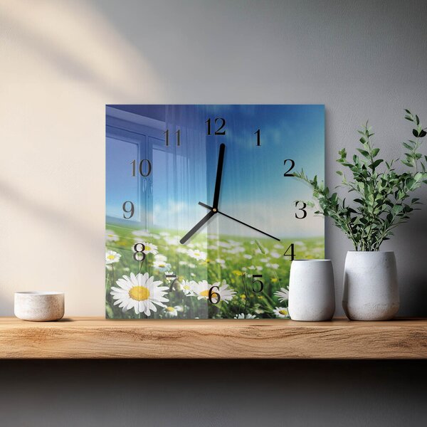Skleněné hodiny na stěnu Louka zskc-30x30-00178640