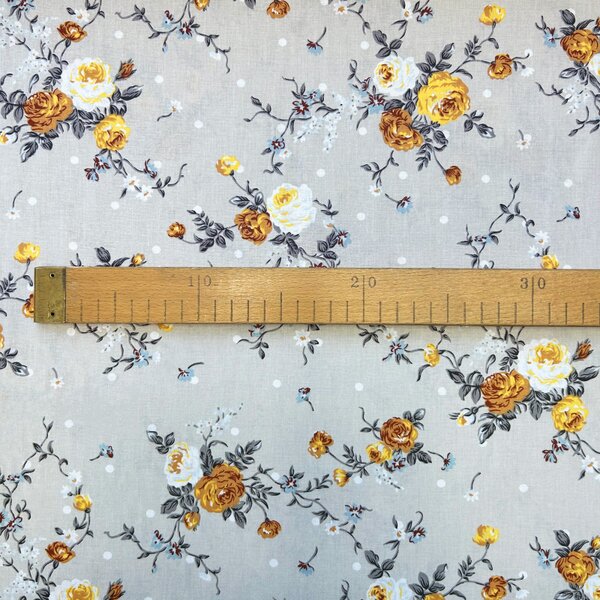 Ervi Bavlněná látka/plátno š.240cm růžičky na béžovém - 26280-6, metráž