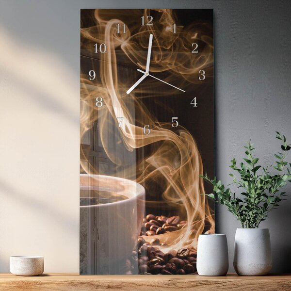 Skleněné hodiny vertikální Šálek kávy zsppb-30x60-00057830
