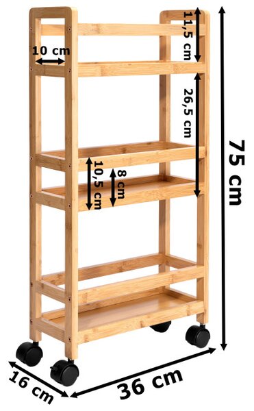 Pojízdný regál INAKI naturální
