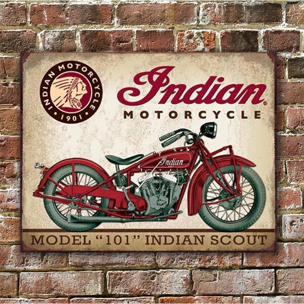 Plechová cedule Indian Scout 40 cm x 32 cm