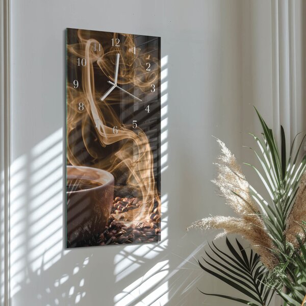 Skleněné hodiny vertikální Šálek kávy zsppb-30x60-00057830
