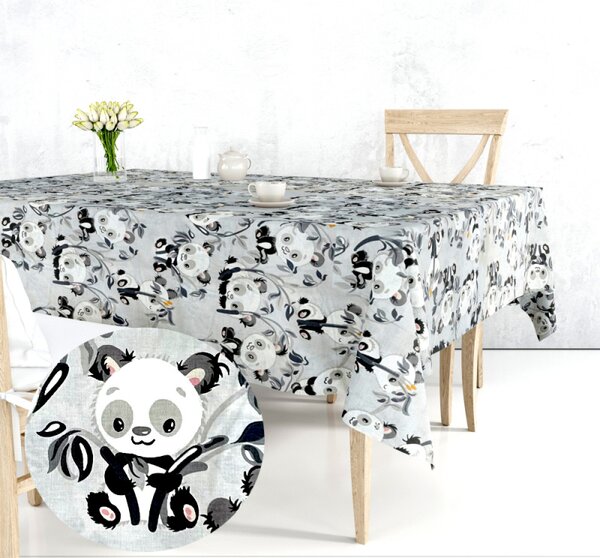 Ervi bavlněný ubrus na stůl čtvercový - panda