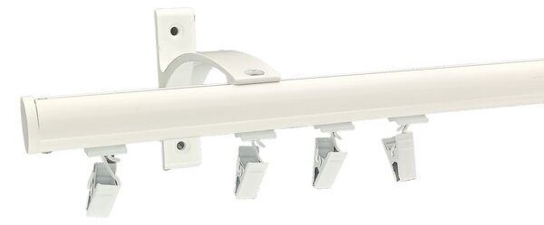 Kovovégarnýže.cz Garnýž Deco elegance bílá lesklá Varianta jednořadá nebo dvouřadá: Jednořadá, Délka: 0-100cm, Uchycení látky: jezdec+šnekový háček