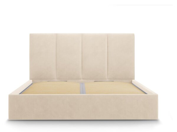 Béžová čalouněná dvoulůžková postel s úložným prostorem s roštem 160x200 cm Juniper – Mazzini Beds
