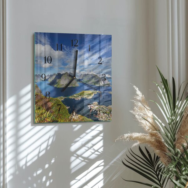 Skleněné hodiny na stěnu Hory zskc-30x30-00177604
