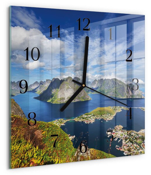 Skleněné hodiny na stěnu Hory zskc-30x30-00177604