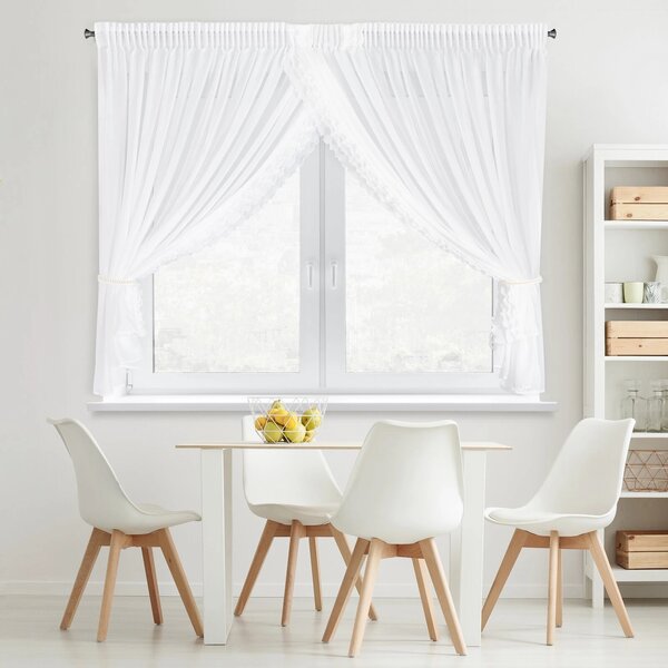 ZÁCLONA NA PÁSCE LUISA 400X160 CM BÍLÁ
