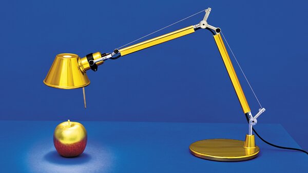 Artemide 0011860A Tolomeo Micro tavolo, metalicky zlatá stolní lampa, 1x6W LED E14, 45+37cm