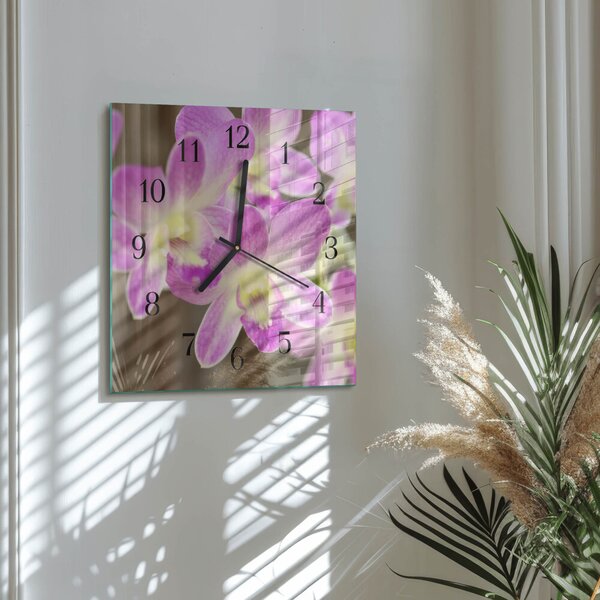 Skleněné hodiny na stěnu Květiny zskc-30x30-00176972