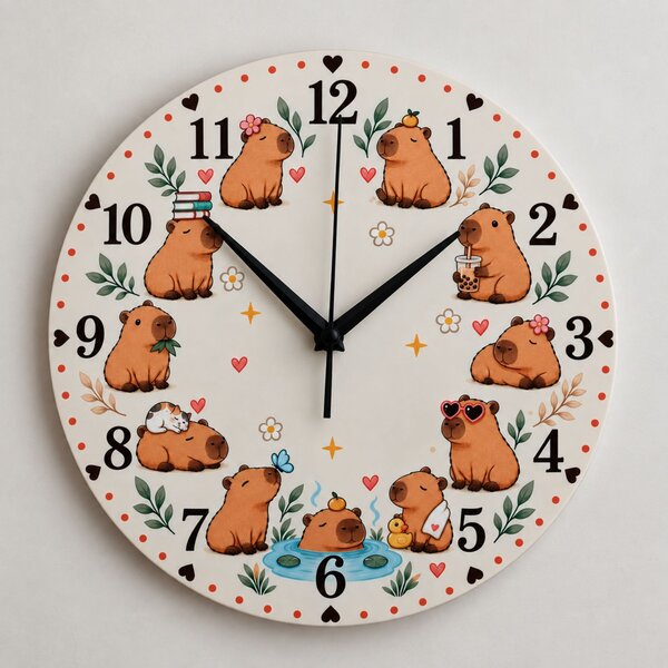 Dětské nástěnné hodiny s motivem kapybary | BETKA: 30 cm 4787-115210 HLC91093-30