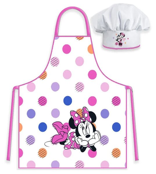 DĚTSKÁ ZÁSTĚRA S ČEPIČKOU MINNIE MOUSE 45X50 CM, 2X33 CM VZOROVANÁ