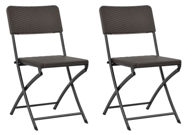 Skládací zahradní židle - 2 ks - HDPE a ocel | hnědé