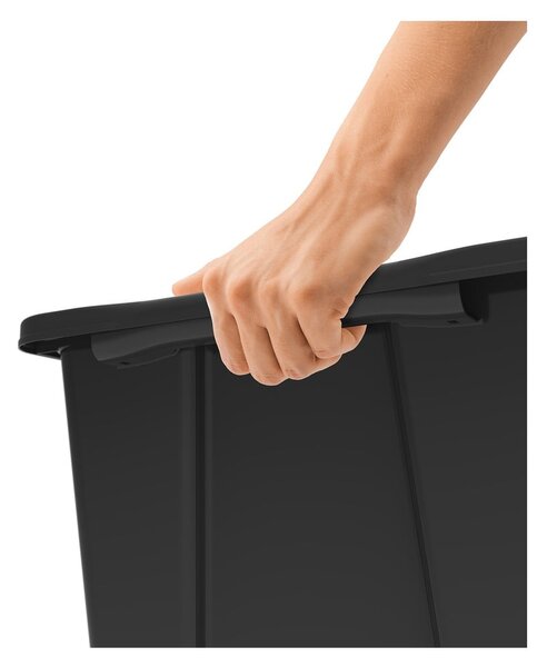Leskle černý plastový úložný box s víkem Evo Easy - Rotho