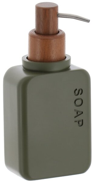 Dávkovač mýdla Salva, olivový/s dřevěnými prvky, 300 ml