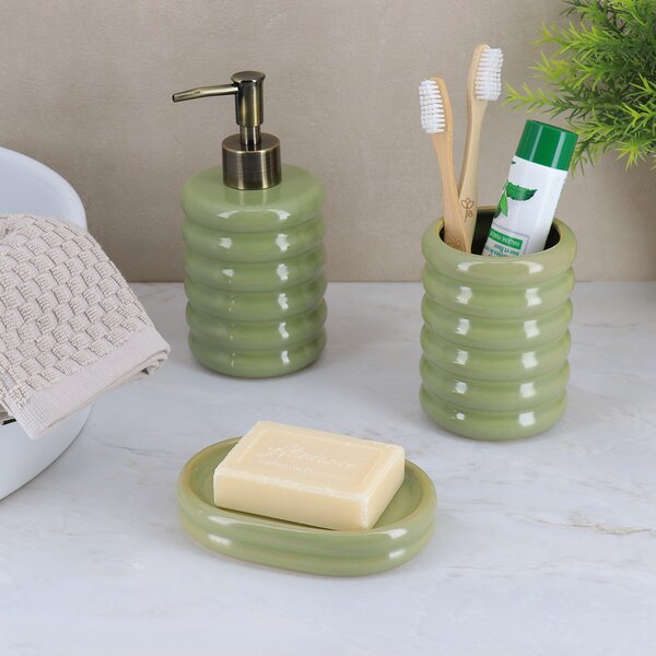 Dávkovač mýdla Olive, zelený/se zlatými prvky, 400 ml