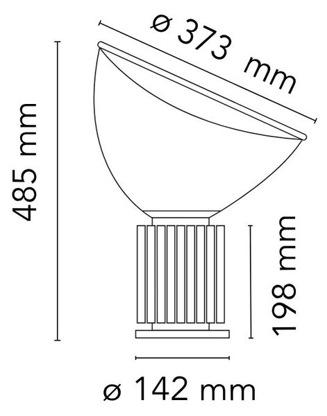 Flos F6604030 Taccia small LED, designová lampa se stmívačem, 16W LED 2700K, sklo/matná černá, výška 48,5cm