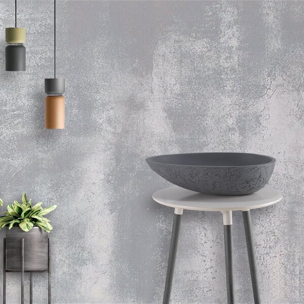 Umyvadlo na desku VELA - minerální odlitek - 60,5 × 43,5 × 16 cm - šedá imitace betonu matná
