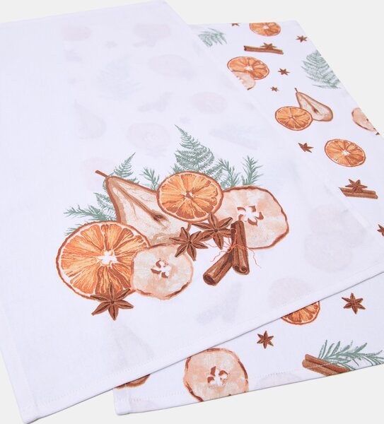 Sinsay - Vánoční kuchyňské utěrky s ovocem a kořením 2 pack - oranžová