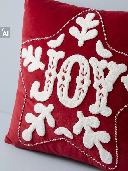 Sinsay - Vánoční dekorativní povlak na polštář s nápisem Joy - červená