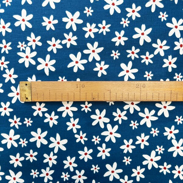 Ervi Bavlněná látka/plátno š.240cm - květinky na modrém - 26186-7