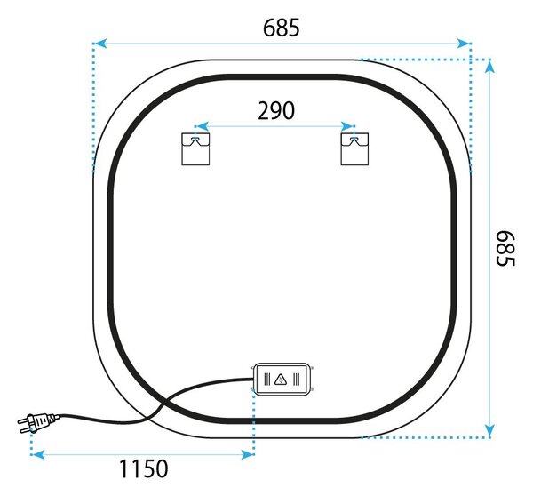 Rea Rea, Zrcadlo LED 70x70cm TOP, HOM-01519