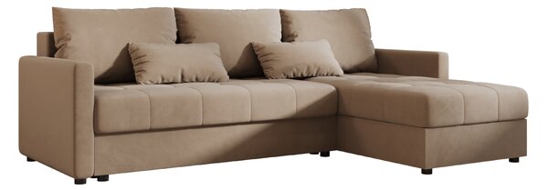 Rozkládací oboustranná sedací souprava do L VENORIA 220x143 cm, béžová + 2 polštářky ZDARMA