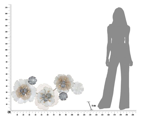 Nástěnná kovová dekorace Mauro Ferretti Flowery, 119 x 60 cm