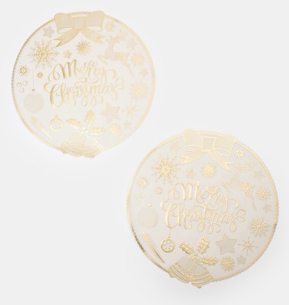 Sinsay - Kulaté vánoční prostírání s nápisem Merry Christmas 2 pack - bílá