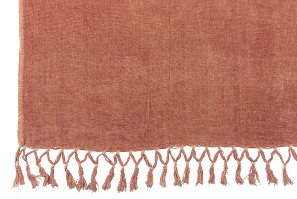 Růžový pléd se střapci a viskózou Plaid Tassel – 170*130*0,5 cm - J-Line by Jolipa