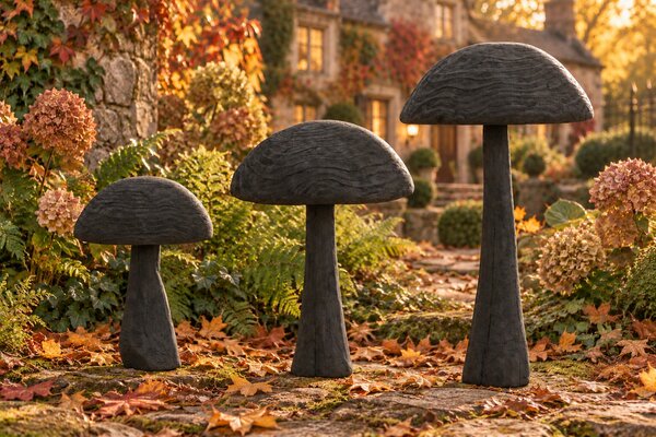 Veliká dřevěná houba Mushroom Wood Granitti M – 28*28*39 cm - J-Line by Jolipa