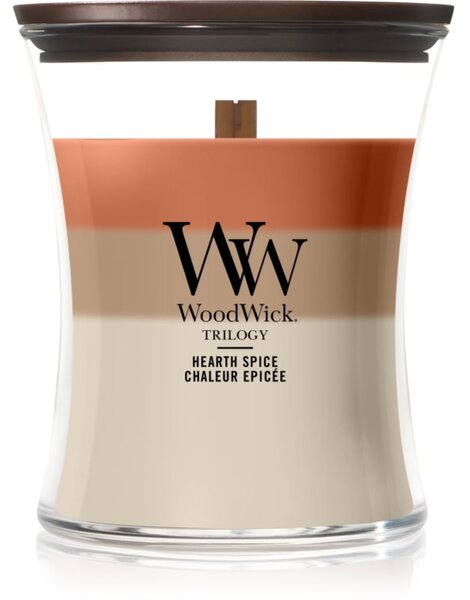 Woodwick Trilogy Hearth Spice vonná svíčka s dřevěným knotem 275 g