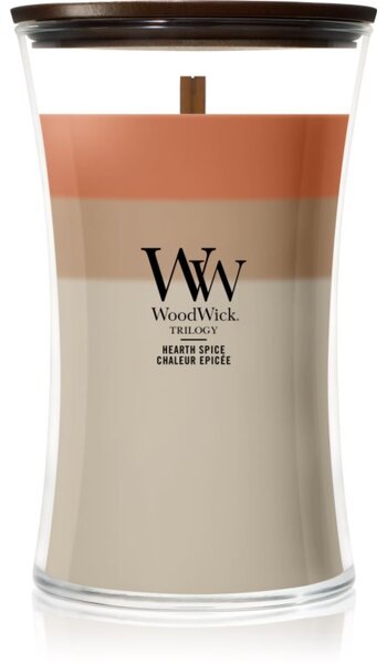 Woodwick Trilogy Hearth Spice vonná svíčka s dřevěným knotem 610 g