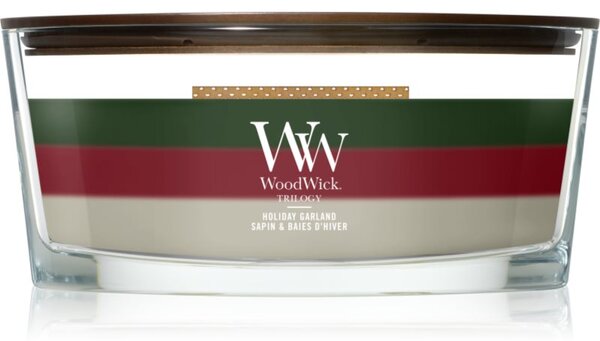 Woodwick Trilogy Holiday Garland vonná svíčka s dřevěným knotem 453.6 g