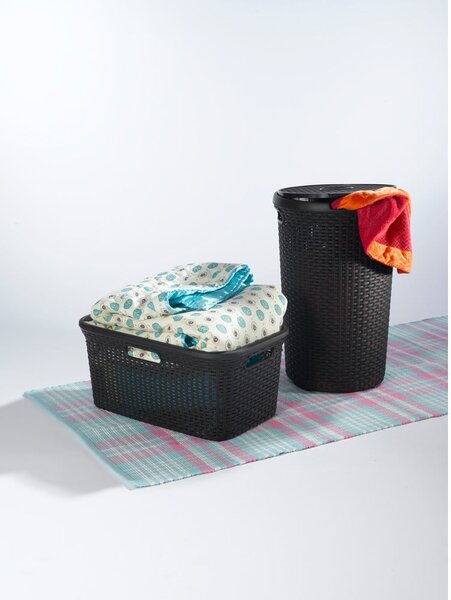 Hnědý koš na prádlo Curver Style Basket, 45 l
