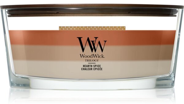 Woodwick Trilogy Hearth Spice vonná svíčka s dřevěným knotem 453.6 g