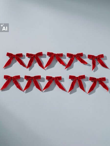Sinsay - Sametové vánoční mašle 10 pack - červená