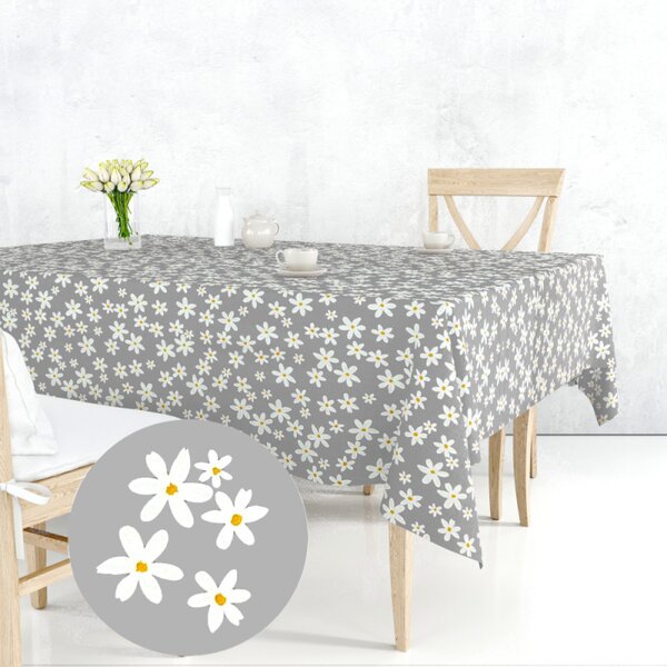Ervi bavlněný ubrus na stůl čtvercový - květinky na šedém - 26186-1