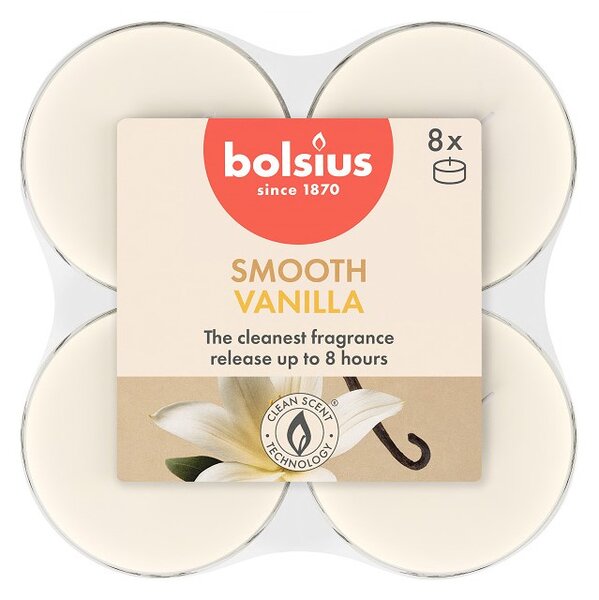 Bolsius Čajové Maxi 8ks True Scents Vanilla, vonné svíčky