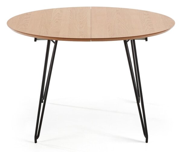 Rozkládací jídelní stůl s deskou v dubovém dekoru Kave Home Novaks, ø 120 cm