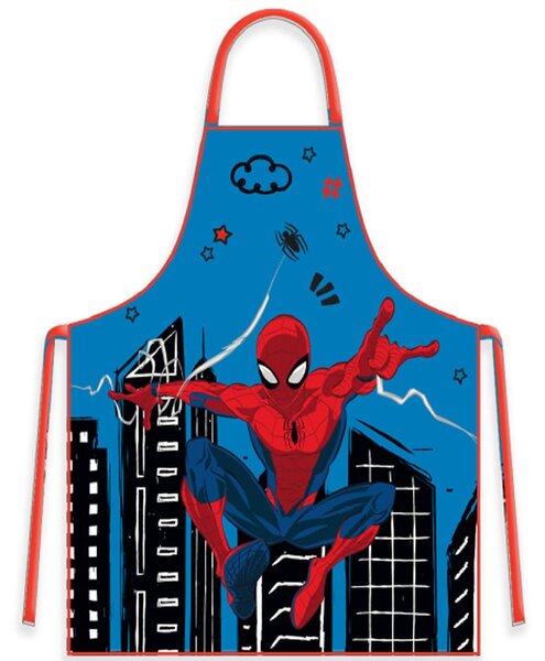 DĚTSKÁ ZÁSTĚRA S ČEPICÍ SPIDERMAN 45X50 CM, 2X33CM VZOROVANÁ