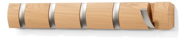 Nástěnný věšák z jasanového dřeva v přírodní barvě Flip – Umbra
