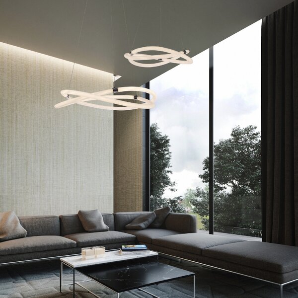 Mantra 6607 Infinity Line, moderní závěsné svítidlo 60W LED 3000K, chrom/bílá, průměr 73cm