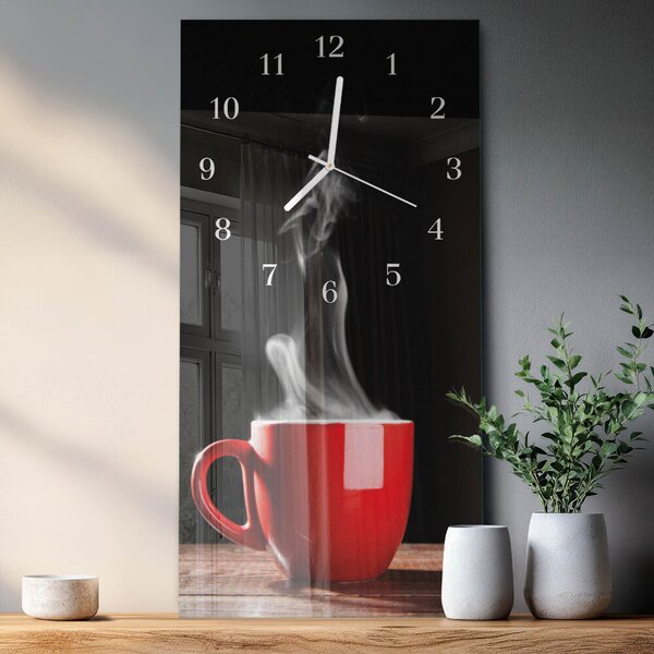 Skleněné hodiny vertikální Šálek kávy zsppb-30x60-00060212