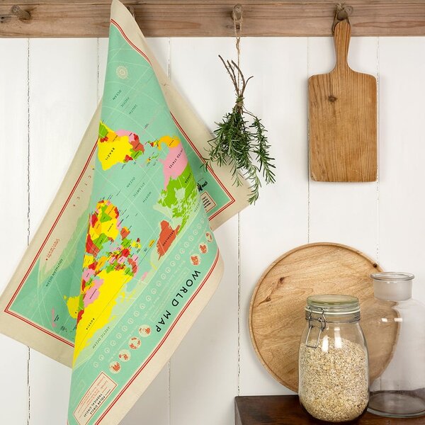 Bavlněná utěrka Rex London World Map, 50 x 70 cm